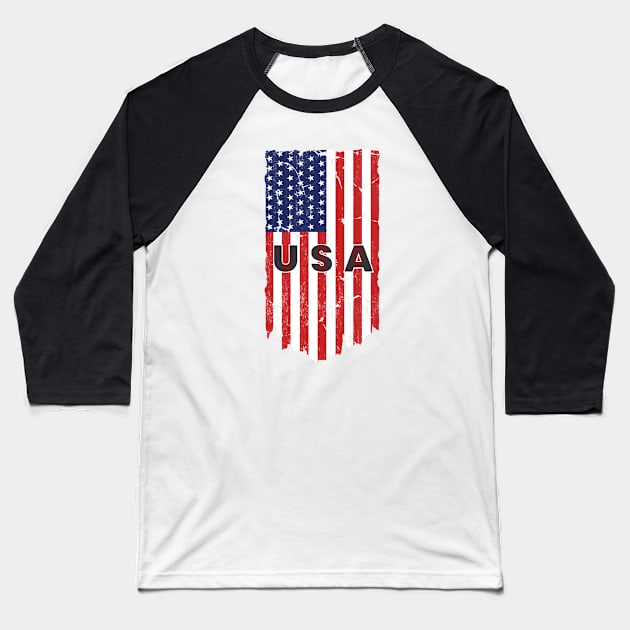 United States Flag Vertical with the USA Text in the middle Baseball T-Shirt by ActivLife